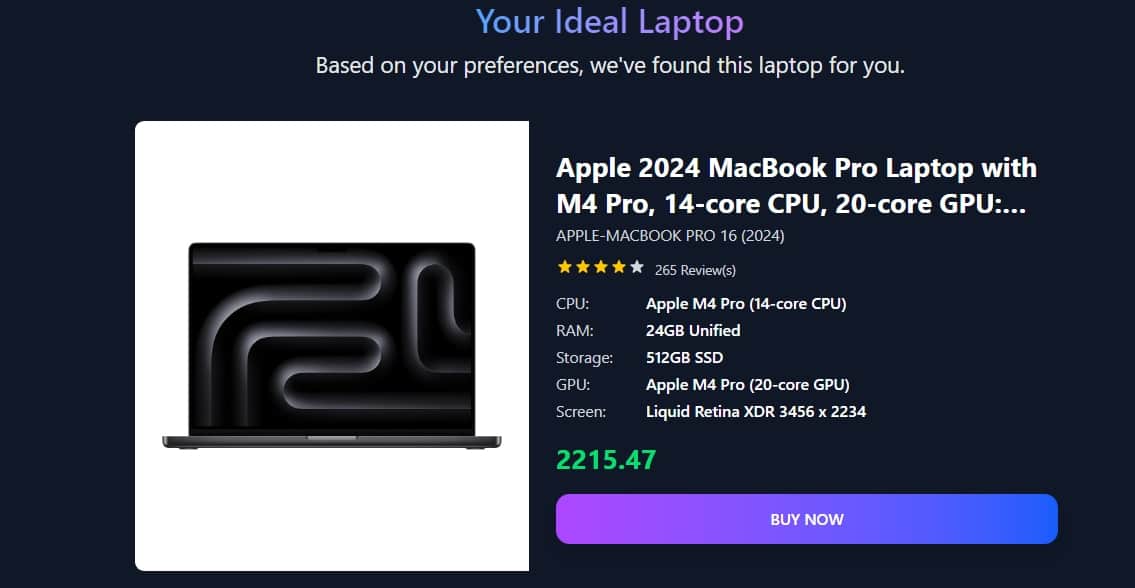 findmelaptop recommendation
