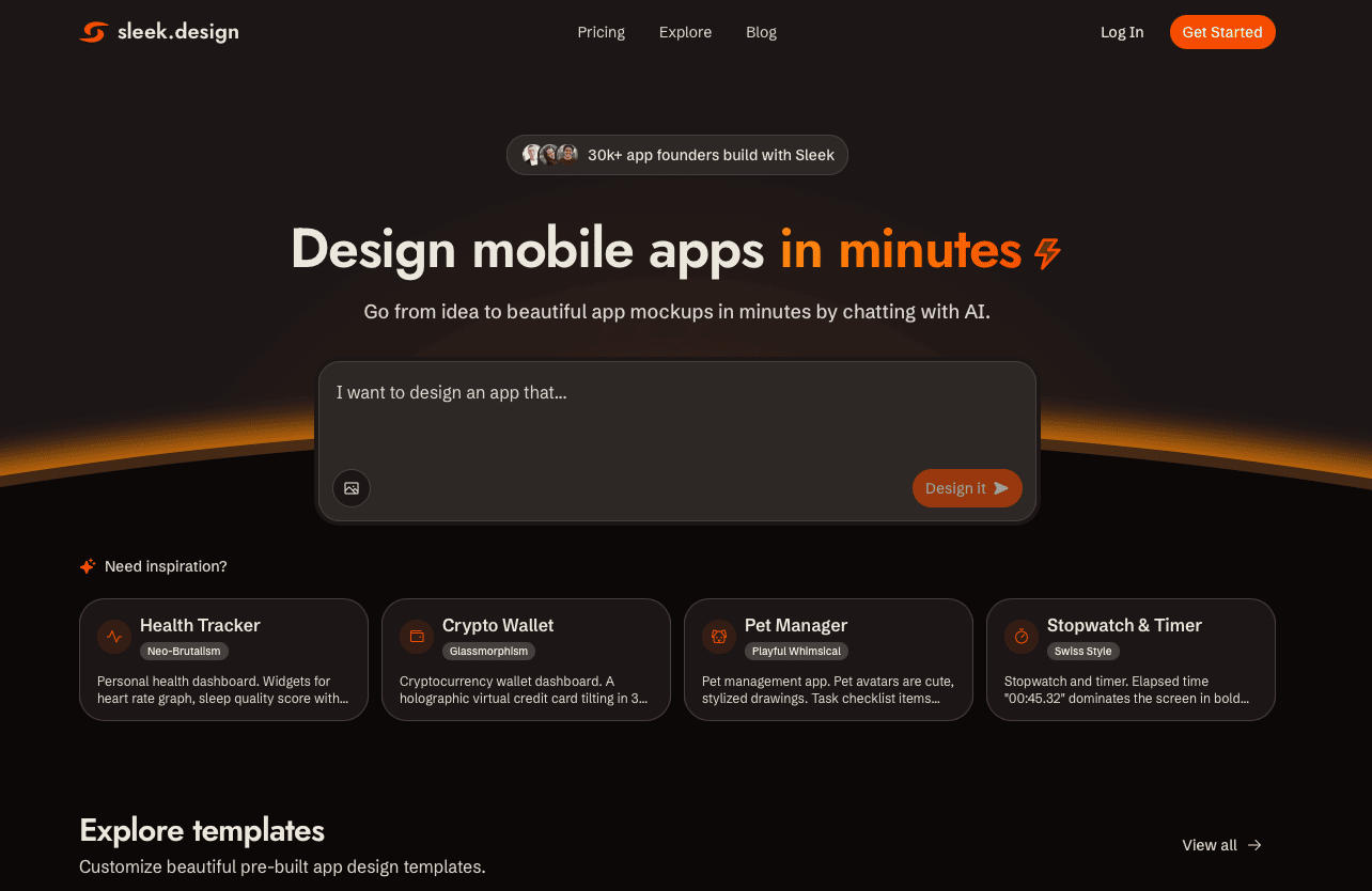 Sleek homepage