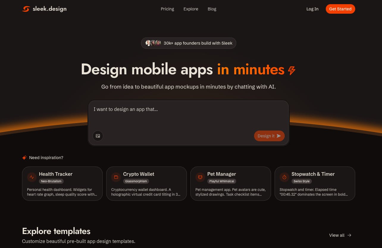 Sleek homepage