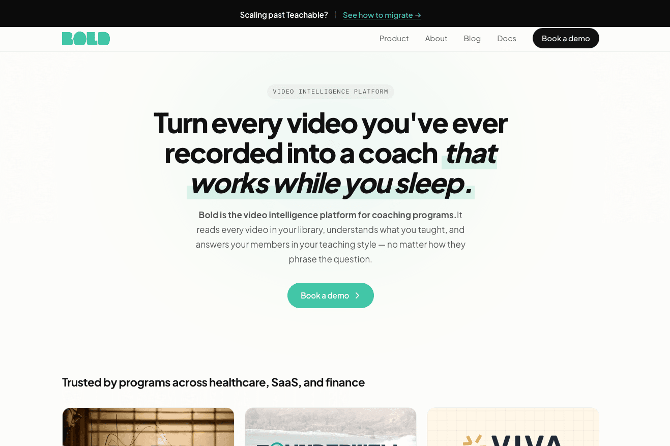 Bold homepage