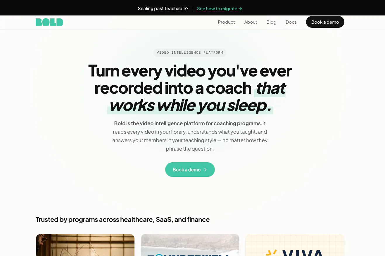Bold homepage