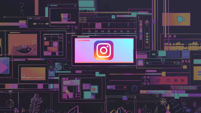 An image of the Instagram logo against a technological background
