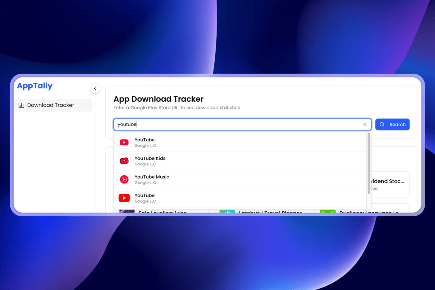 Track any Android app to see their download count