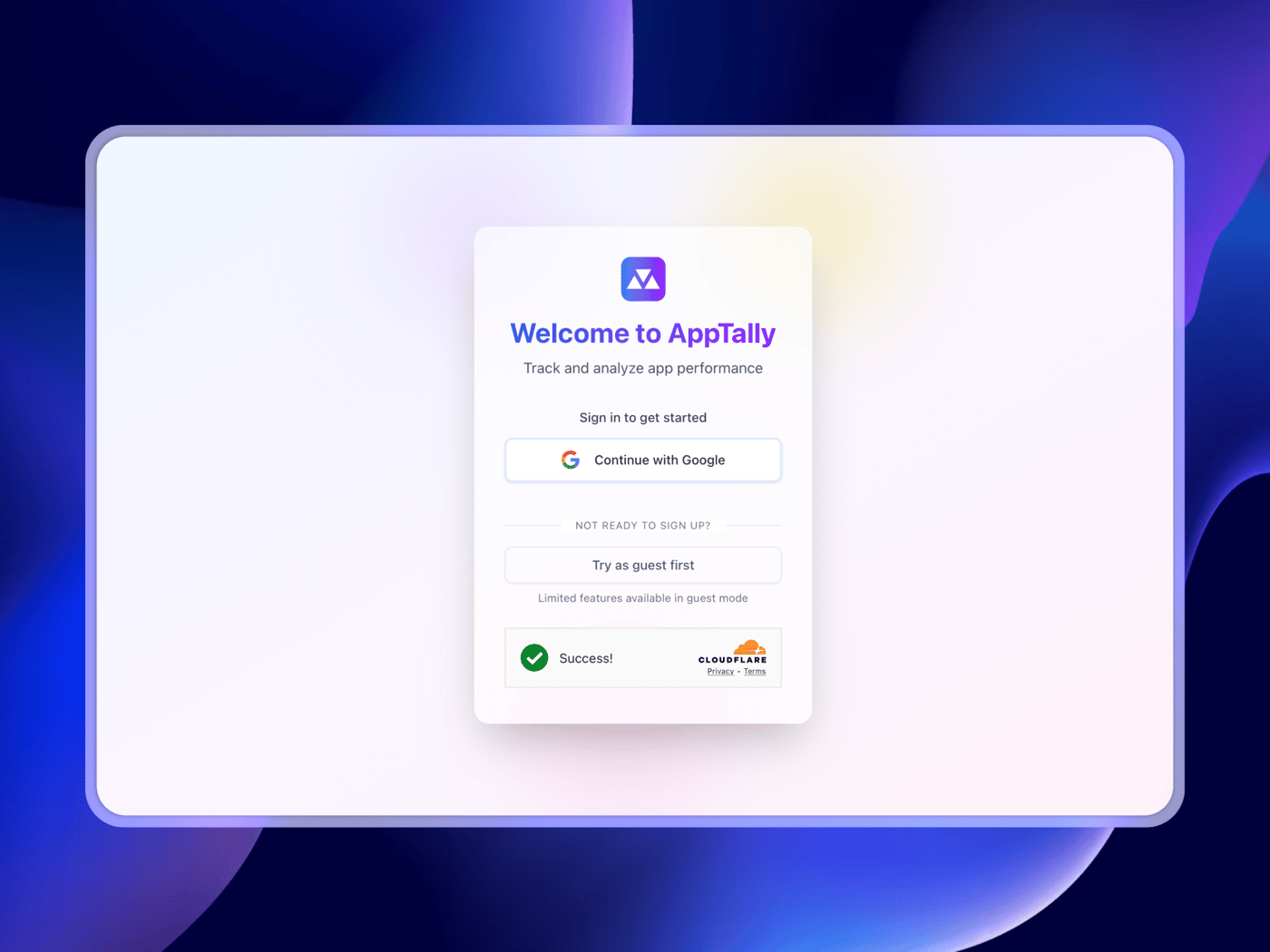 AppTally Login page