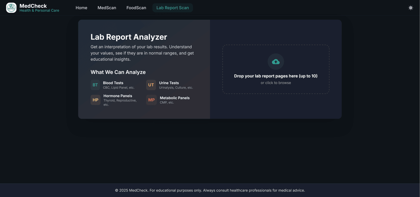 lab report scan main page