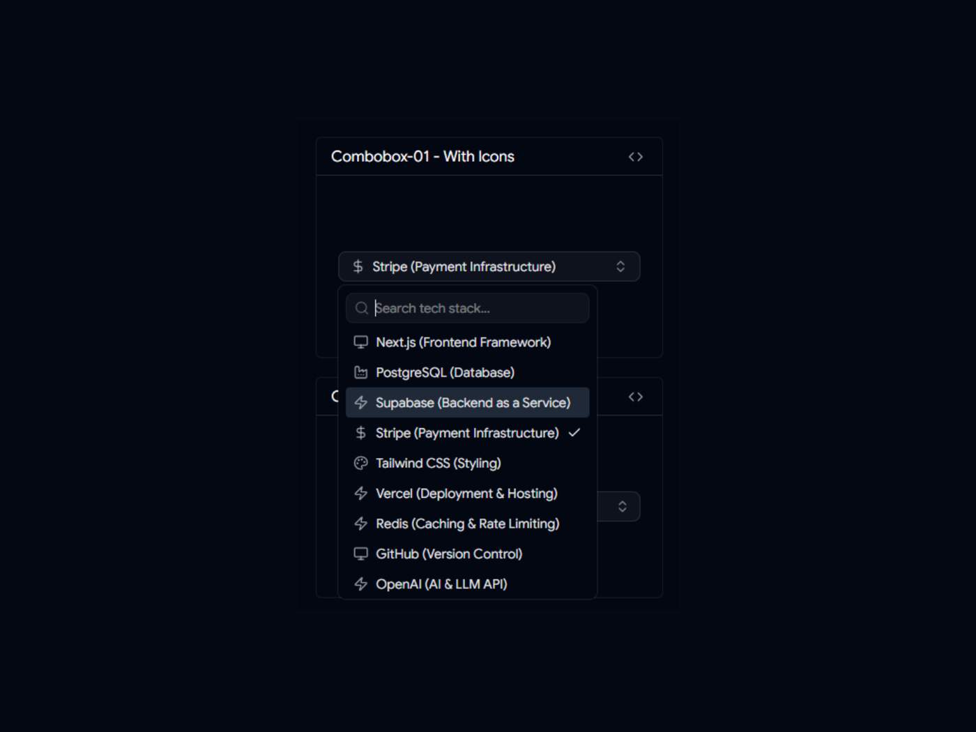 Combobox with icons