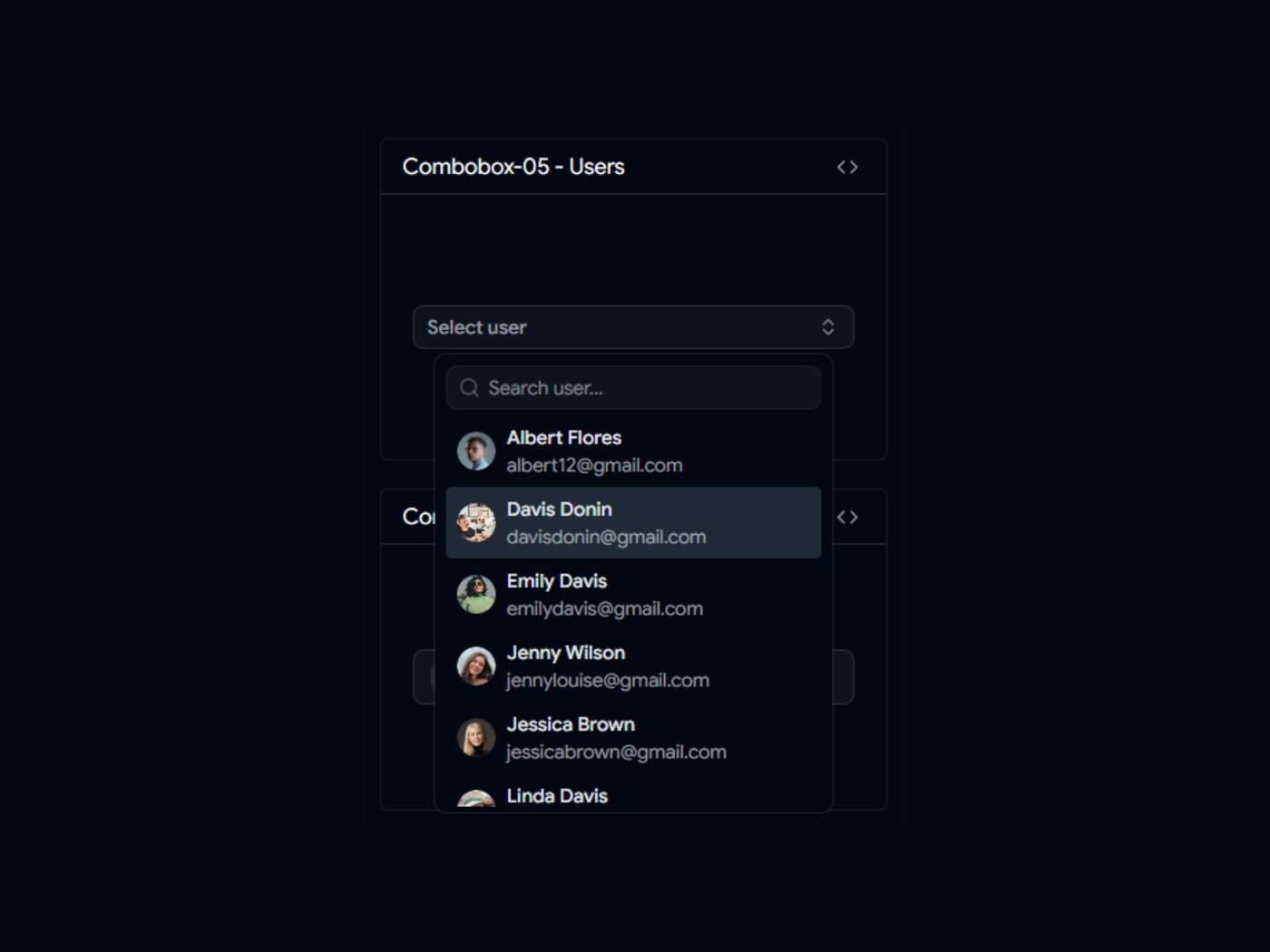 Users Details Shadcn Combobox