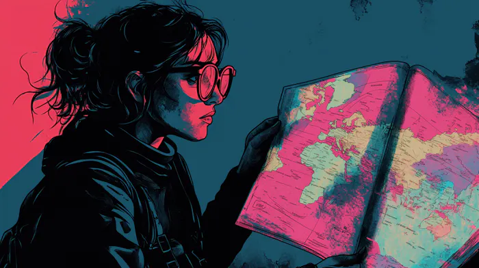 A digital nomad looks at a world map